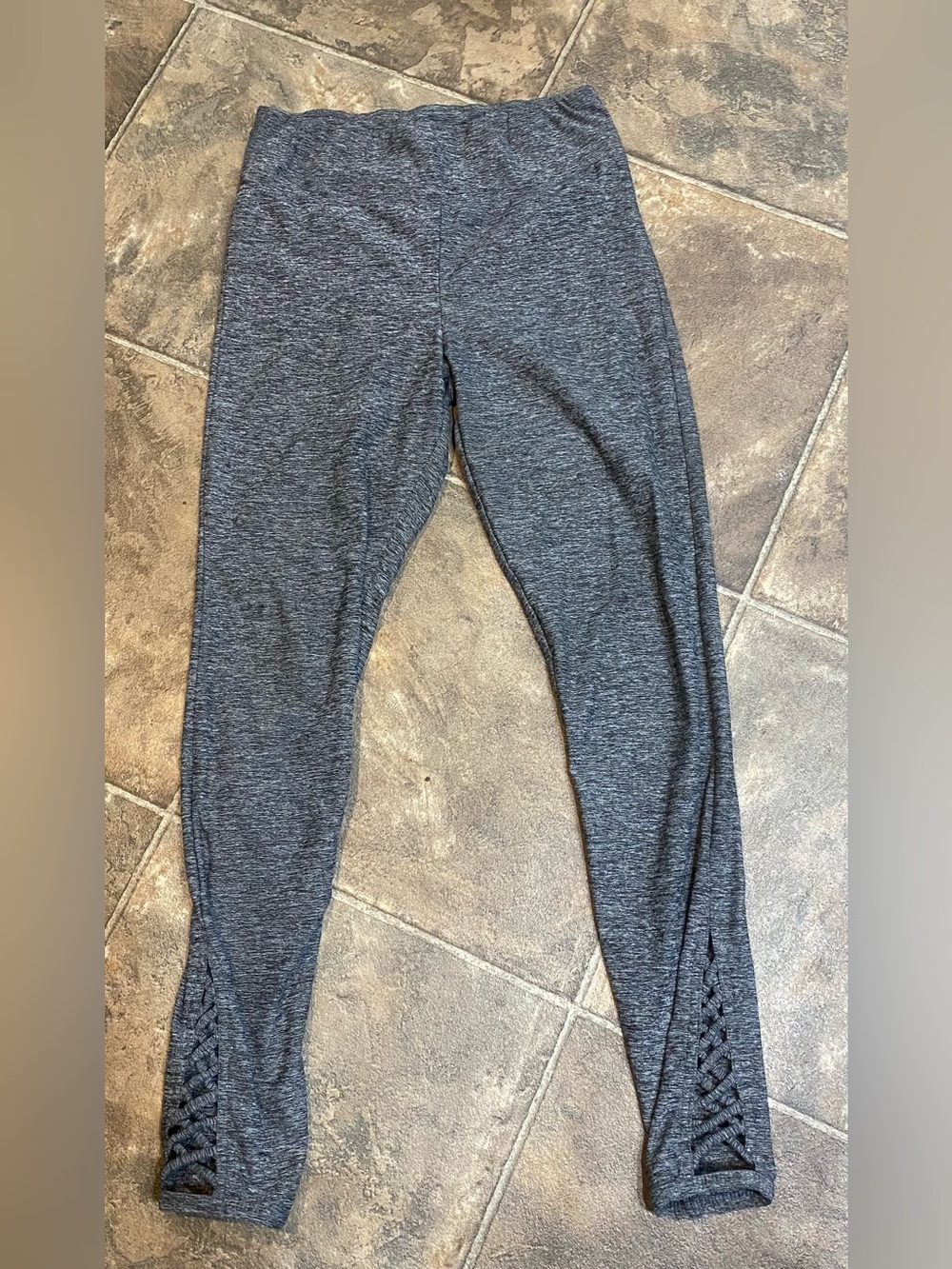 No Boundaries Dark Gray Knit Leggings with Crisscross Hem